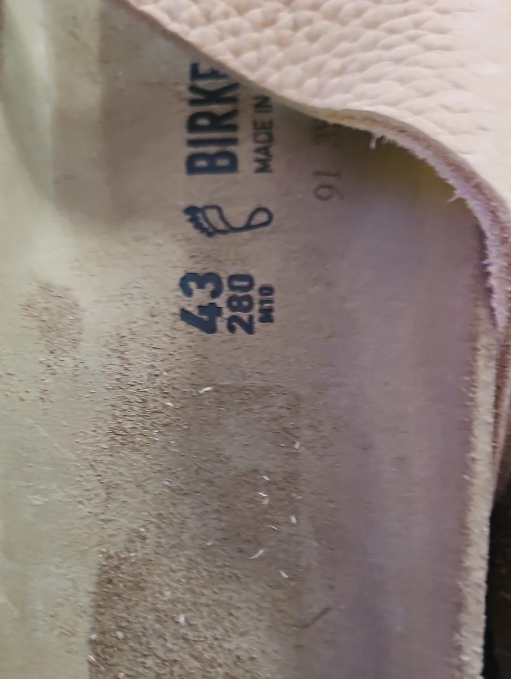 Birkenstock Light Pink Pebbled Leather Slide Sandals
